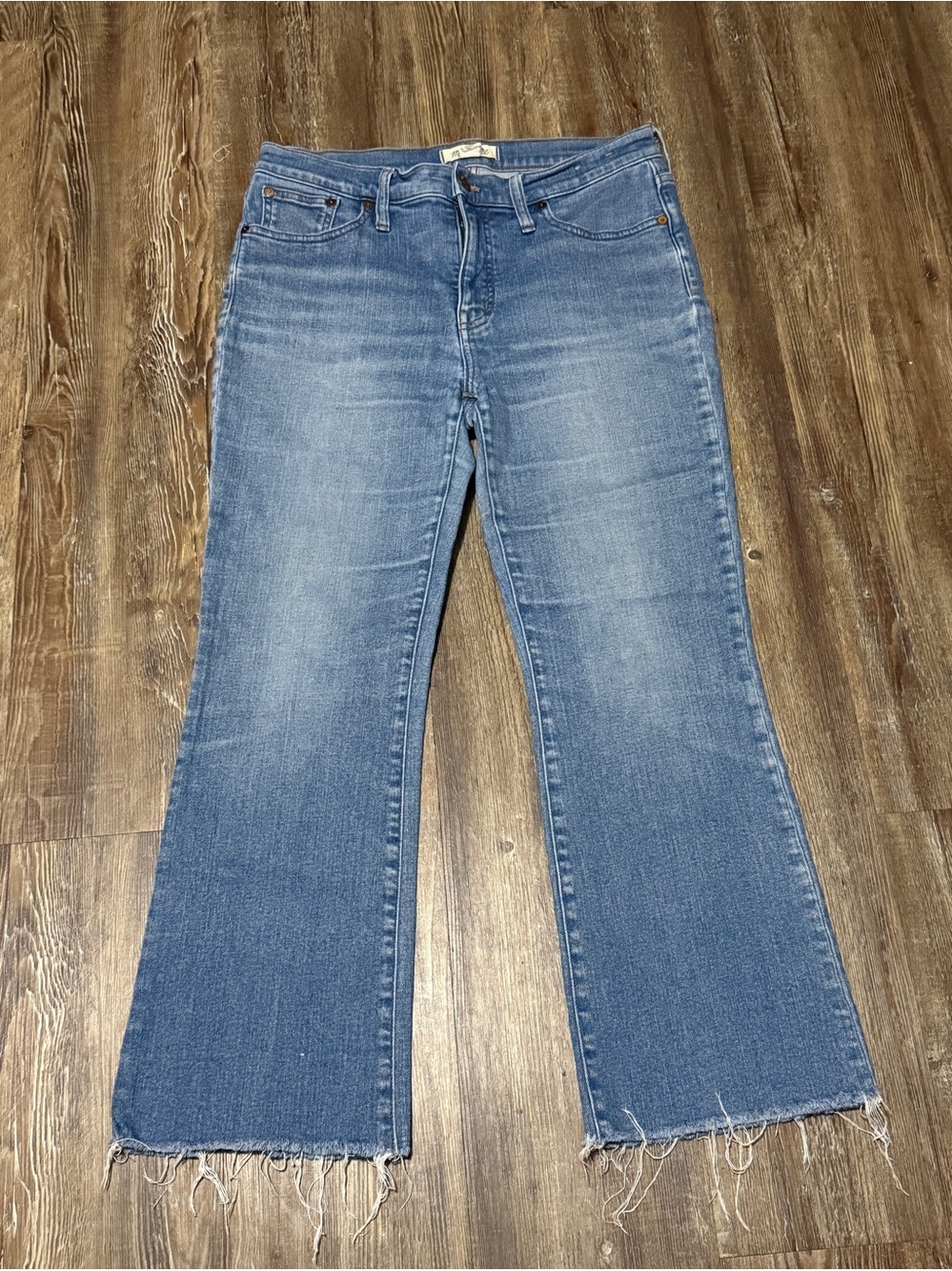Madewell Mid Rise Kick Out Jeans Women's 29 Frayed Hem in Indigo Wash Denim